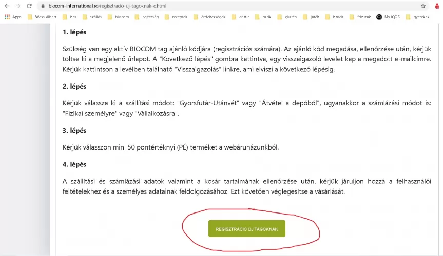 Regisztráció menete romániai webshopban: