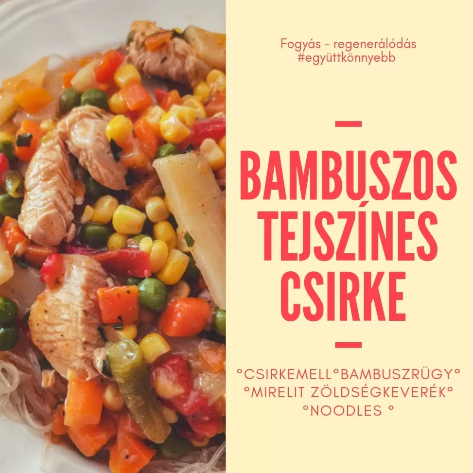 Bambuszos tejszínes csirke, pirított rizstésztával